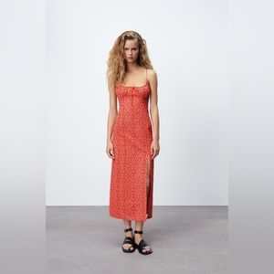 NWOT Red Floral Zara Dress